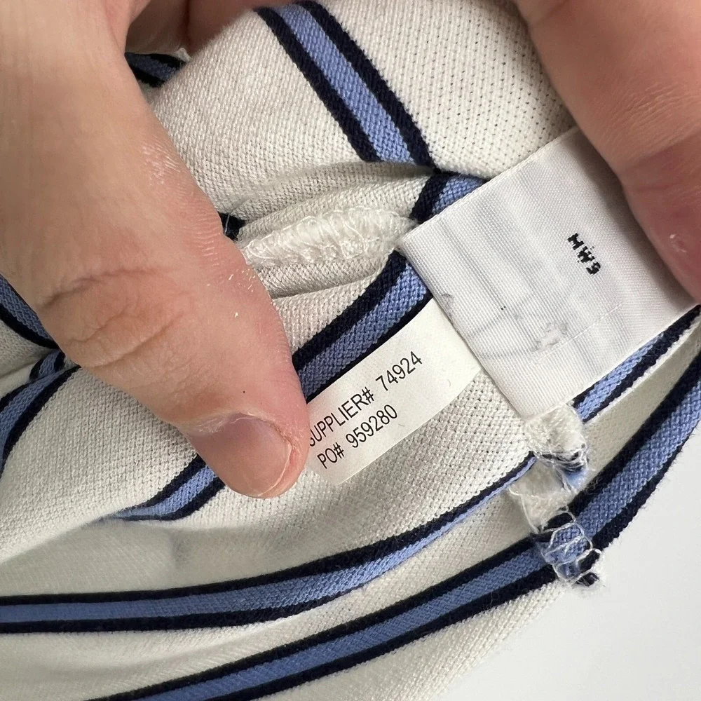 Polo Ralph Lauren Golf Polo Shirt Size XL White Blue‎ Striped Pique Pima Cotton